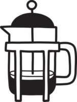 Hand Drawn French Press coffee maker illustration png