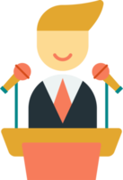 man giving speech on podium illustration in minimal style png