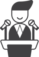 man giving speech on podium illustration in minimal style png