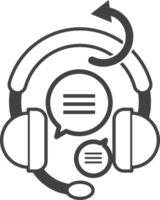 headphones and communication illustration in minimal style png
