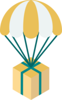 Parcel and parachute illustration in minimal style png