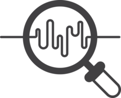 magnifying glass and sound waves illustration in minimal style png