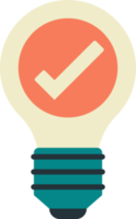 check mark and light bulb illustration in minimal style png