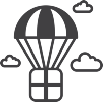 illustration de colis et de parachute dans un style minimal png