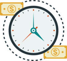 ilustración de reloj y dinero en estilo minimalista png