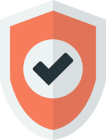 The shield and correct mark illustration in minimal style png