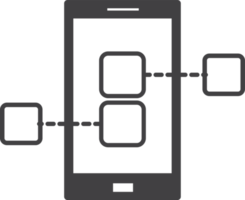 ilustración de teléfonos inteligentes y aplicaciones en estilo minimalista png