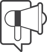 illustration de mégaphone et de boîte de message dans un style minimal png