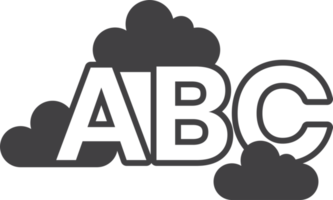 letters ABC floating in the clouds illustration in minimal style png