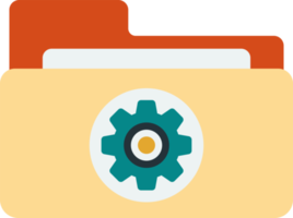 Folders and cogs illustration in minimal style png