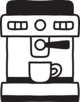 hand- getrokken koffie machine illustratie png