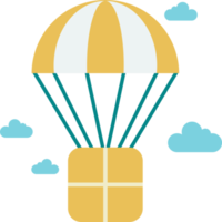 illustration de colis et de parachute dans un style minimal png