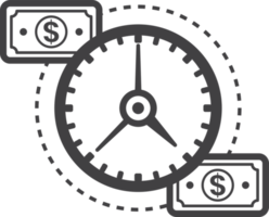 clock and money illustration in minimal style png