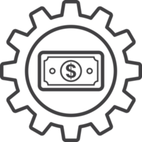 money and cogs illustration in minimal style png