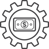 ilustración de dinero y engranajes en estilo minimalista png