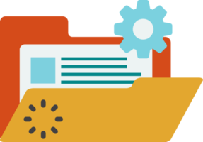 Document folder and cogs illustration in minimal style png