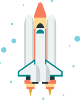 rocket going into space illustration in minimal style png