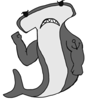 muskulös hav djur- tecknad serie - hammarhaj haj png
