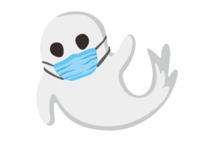 Halloween Cartoon Character - Cute Ghost using face Mask png