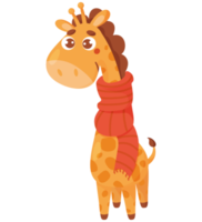 Cute giraffe in knitted scarf png