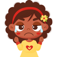 Crying black girl. Emotion face png