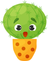 personaje sorprendido pequeño cactus en maceta png