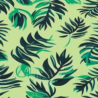 Jungle vector illustration with tropical leaves patern. Trendy summer print. Exotic seamless pattern. turquoise and green tropical leaves. Exotic jungle wallpaper.