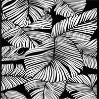 hojas exóticas de patrones sin fisuras en blanco y negro. Fondo decorativo elegante vector abstracto. hojas de palma tropical, patrón floral vectorial sin costuras de hoja de selva. fondo de pantalla de estilo tropical grunge.