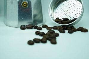 Roasted coffee beans, coffee is a popular beverage all over the world. photo