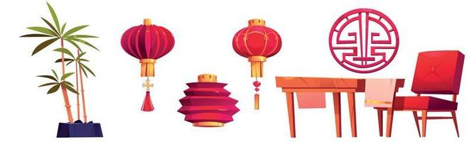 Chinese furniture for tea ceremony vector