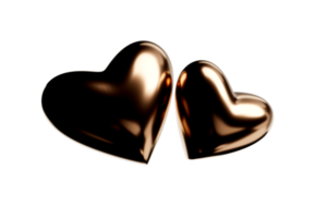 Golden hearts without background 3d render. High quality 3d illustration png