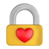 Padlock With Heart 3D png