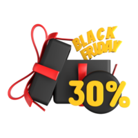 Abra a caixa de presente preta Black Friday desconto 3d png