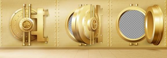 Bank vault with open and closed safe door vector