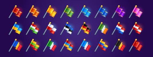 Game icons with flag of different countries vector