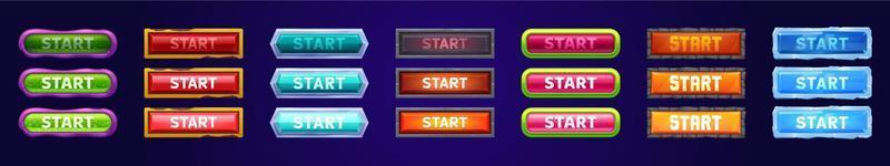 Start buttons with different textures for game vector