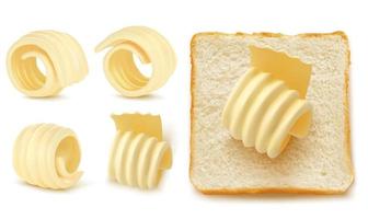 Square slices of bread with butter curl vector