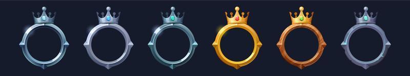 marcos de fantasía con corona para avatar de usuario en el juego vector