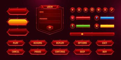 Set of game frames, bars and menu user interface vector