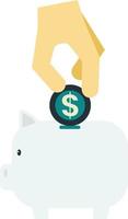 Piggy bank and saving money illustration in minimal style vector