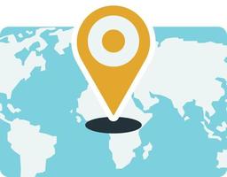 pins and world map illustration in minimal style vector