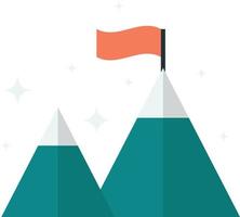 The flag placed on the top of the mountain illustration in minimal style vector