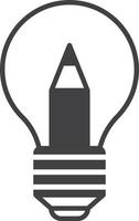 light bulb and pencil illustration in minimal style vector