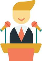 man giving speech on podium illustration in minimal style vector