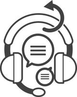 headphones and communication illustration in minimal style vector