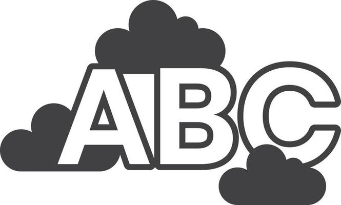 letters ABC floating in the clouds illustration in minimal style