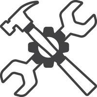 hammer and wrench illustration in minimal style vector