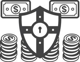 money and shield illustration in minimal style vector