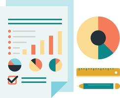 Reports and statistics illustration in minimal style vector