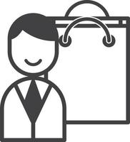 ilustración de clientes y bolsas de compras en estilo minimalista vector